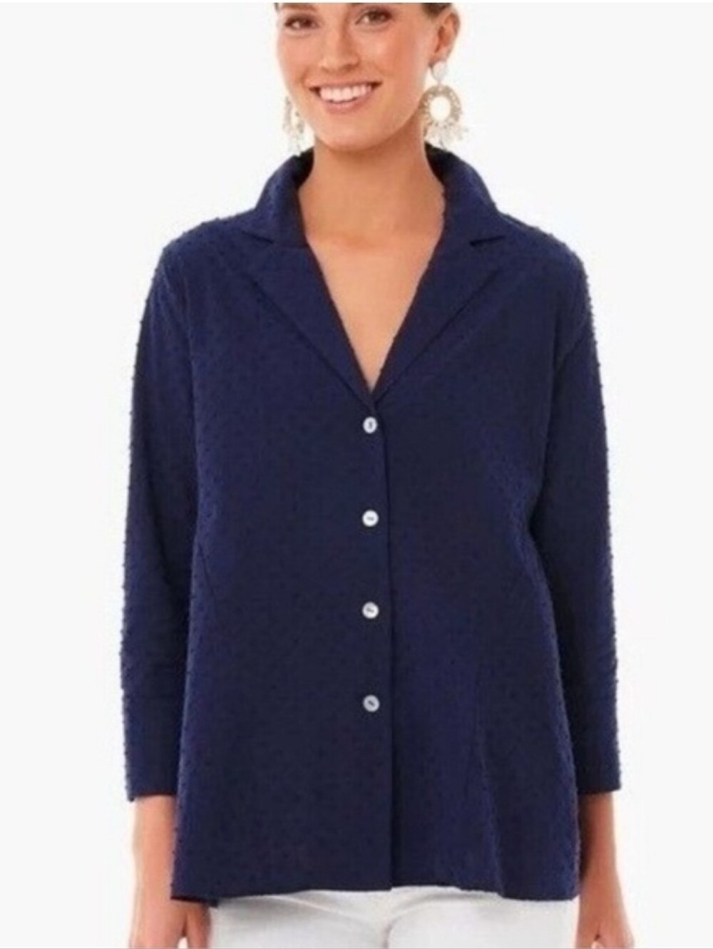 POMANDER PLACE x Tuckernuck Scarlett Navy Swiss Dot Top New Small